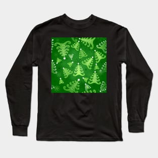 Seamless Background with Christmas Trees Long Sleeve T-Shirt